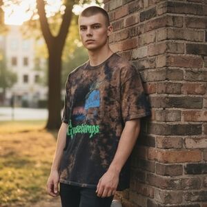 Goosebumps Welcome to HorrorLand T-Shirt Custom Bleach Tie Dyed RL Stine